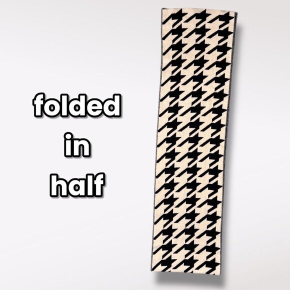 Reversible Knit Scarf Black White Bold Pattern Wool Blend Look - Picture 6 of 6